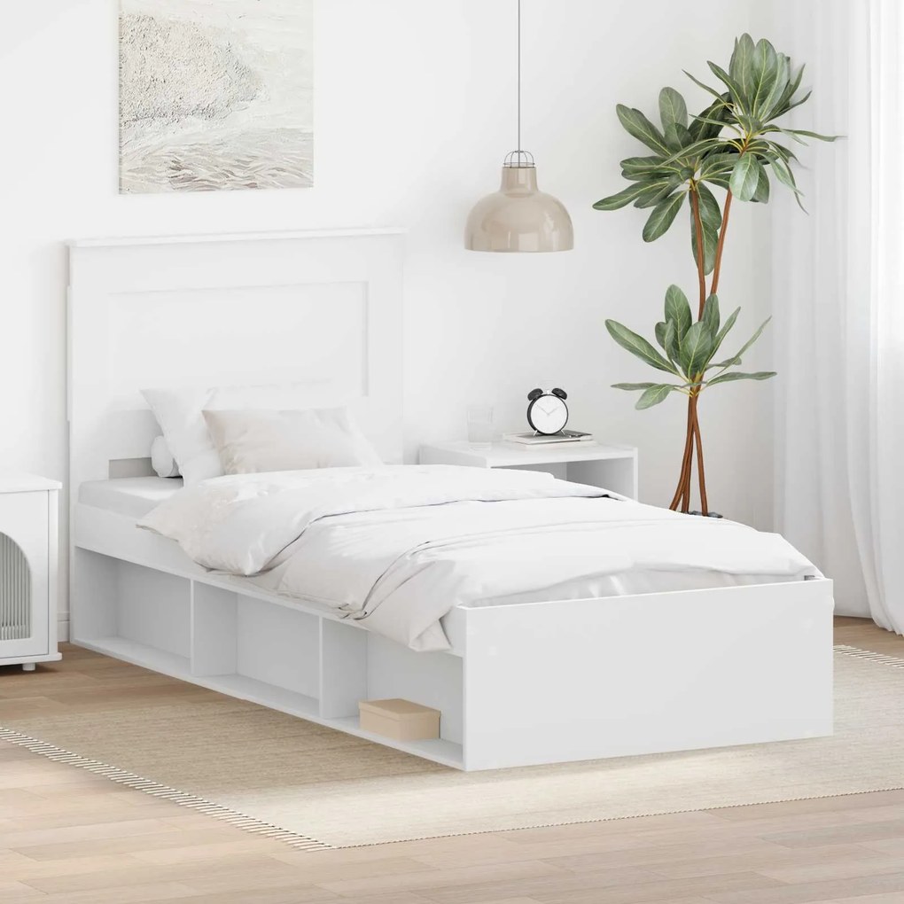 vidaXL Estrutura da Cama Branco 90 x 200 cm Madeira de Pinheiro Sólida