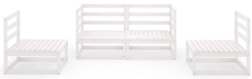 4 pcs conjunto lounge de jardim pinho maciço branco