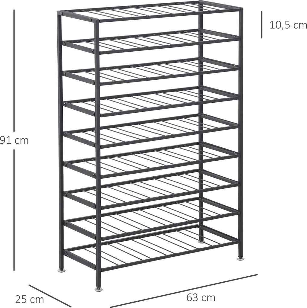 Garrafeira, Estante para garrafas de vinho com capacidade para 54 garrafas, dimensões: 63 x 25 x 91 cm, metal preto