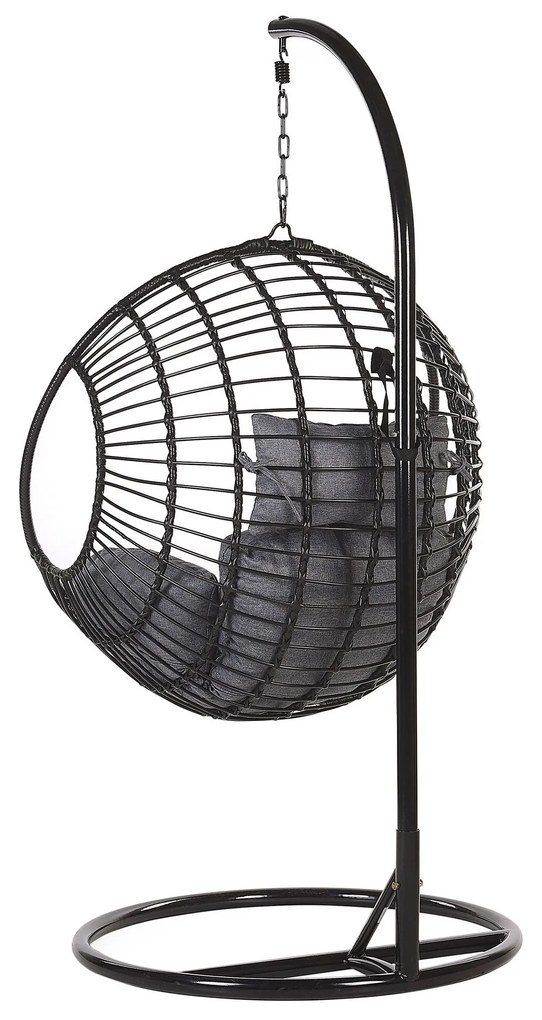 Cadeira suspensa em rattan preto com suporte ASPIO Beliani