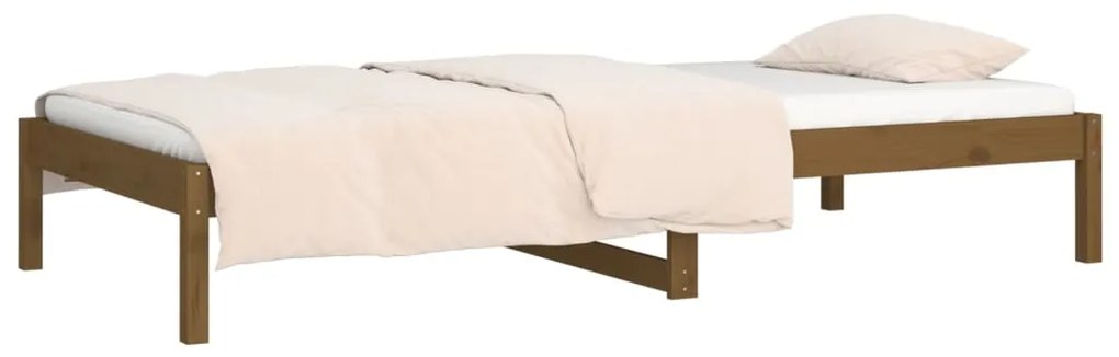 Sofá-cama de solteiro 90x190 cm pinho maciço castanho mel