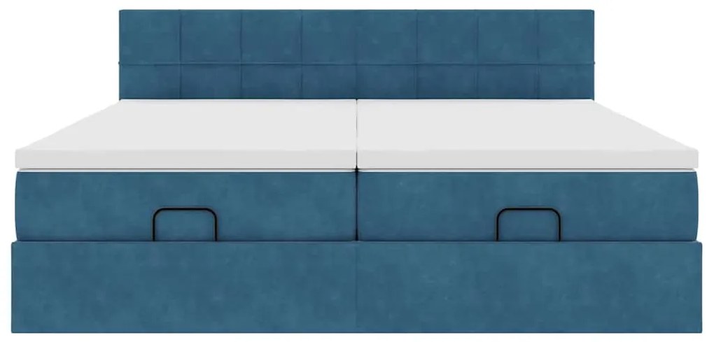 Estrutura cama otomana colchões 180x200 cm veludo azul escuro