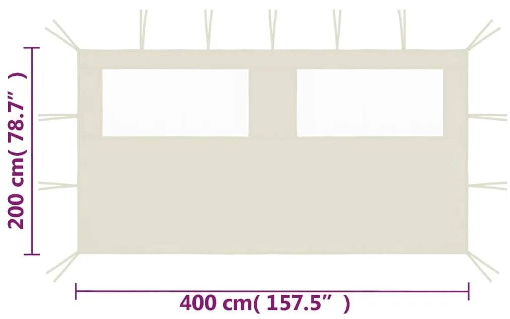 Paredes laterais para gazebo com janelas 4x2 cor creme