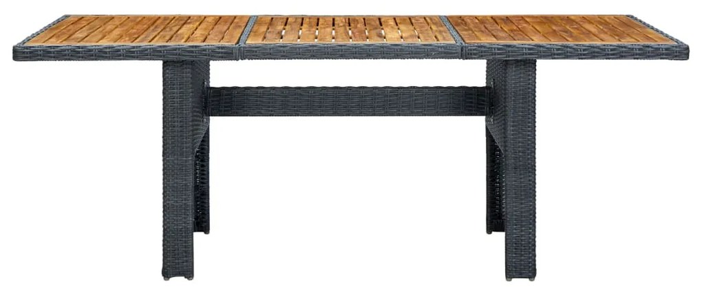 Mesa de jardim vime PE/madeira acácia maciça cinzento-escuro