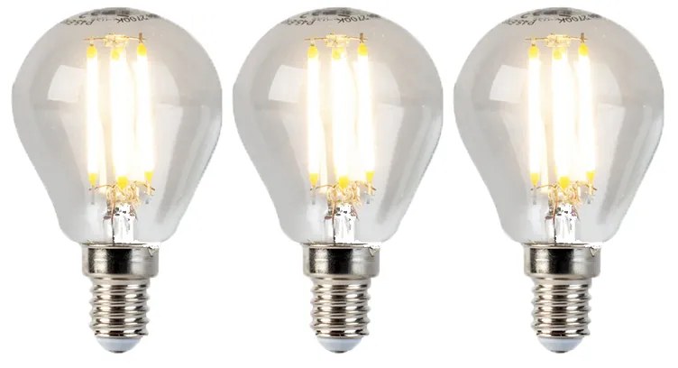 Conjunto de 3 lâmpadas LED reguláveis E14 globo P45 5W 470lm 2700K