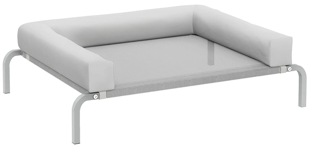 Cama Elevada para Cães com Latertais Amovíveis Cama Elevada para Cães Pequenos Portátil com Malha Respirável 90x65x30 cm Cinza