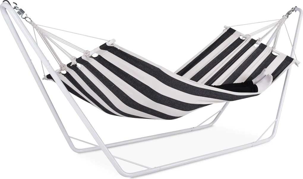 Rede de descanso jardim com armação metálica 200x80cm creme/preto