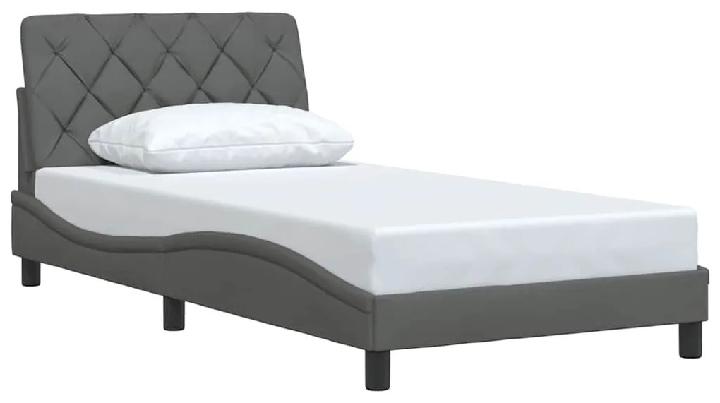 Estrutura de cama sem colchão 100x200 cm tecido cinzento-escuro