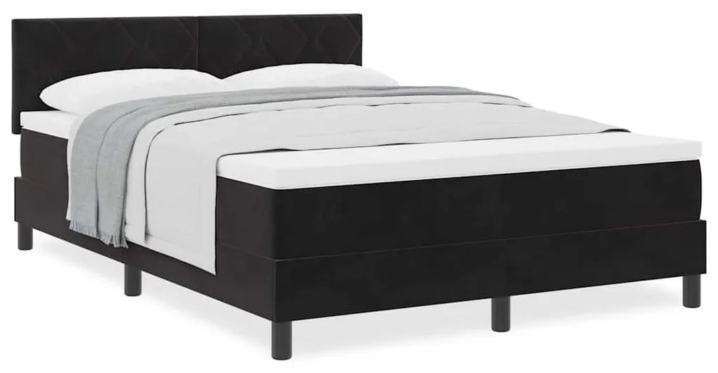 Cama Box Spring com Colchão Preto, 140x190 cm de Veludo