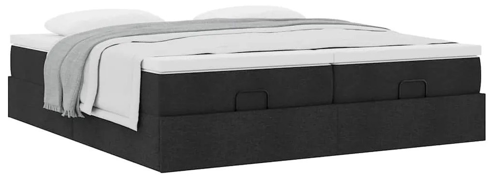 63 / 5,000vidaXL Estrutura de cama otomana com colchões tecido preto