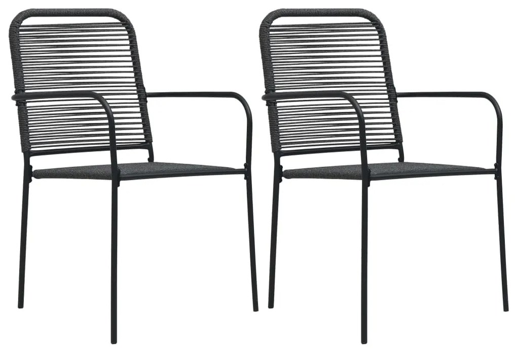 3 pcs conjunto de jantar p/ jardim corda de algodão e aço preto