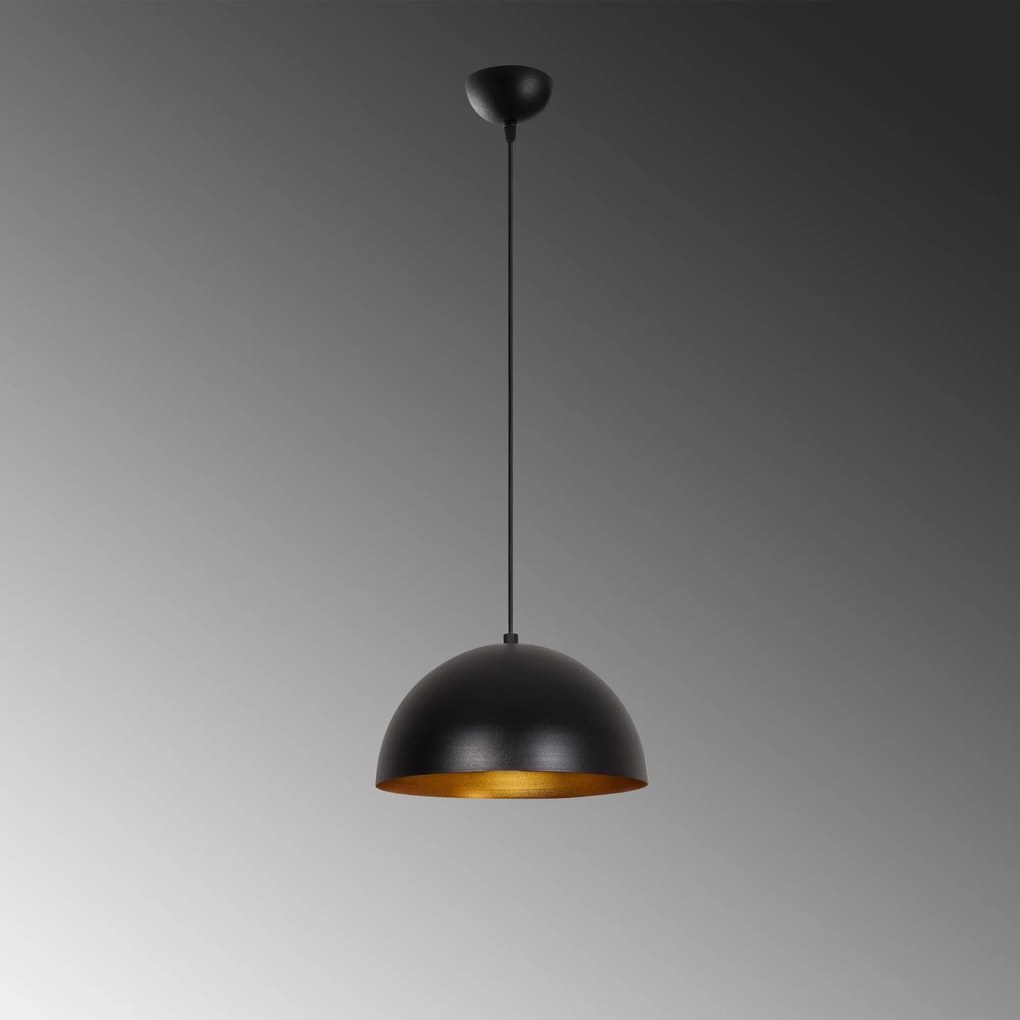 Candeeiro de Teto Sivani – Preto e Dourado – Diâmetro 30 cm, Altura 11