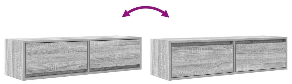 Aparador de TV vidaXL Cinza Sonoma 100x31x25,5 cm Madeira Derivada
