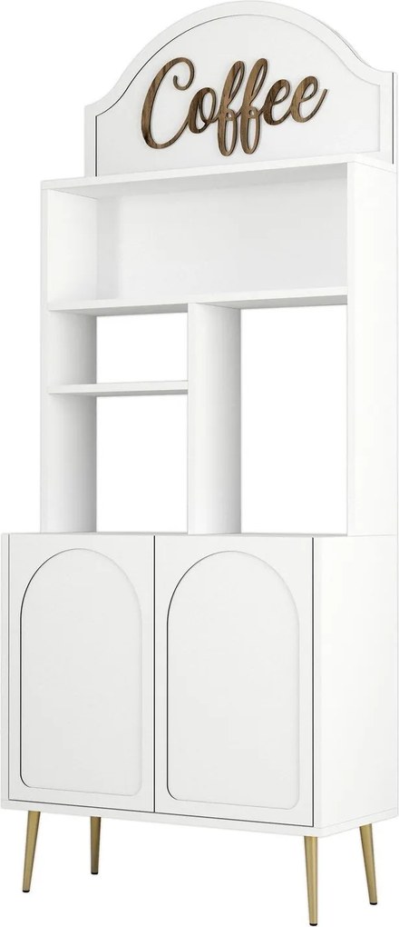 Armário de Cozinha/Sala "Caffè" - Branco e Dourado - 81.3x201x35cm - D