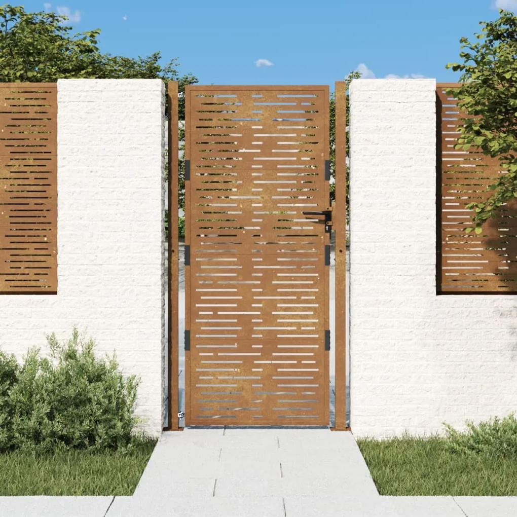 Portão de jardim 105x180 cm aço corten design quadrados