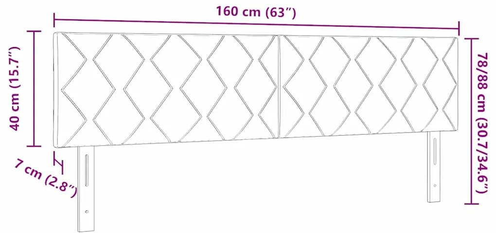 Cabeceira LED vidaXL Design Com Blocos De Diamante Marrom Escuro 160 c