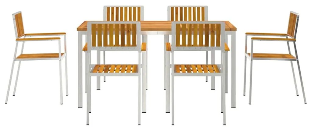 Conjunto de Jantar de Jardim vidaXL 7 Peças de Madeira Sólida de Acáci