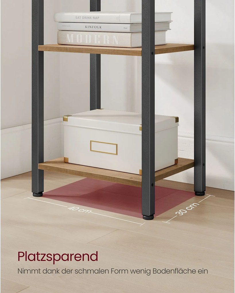 Estante de livros 40 x 30 x 187,5 cm Preto e nogueira escuro