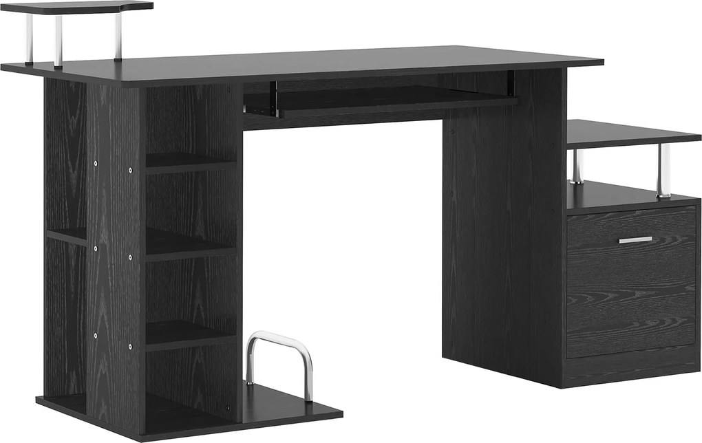 Secretária para Escritório de Madeira MDF 152x60x88 cm Preto