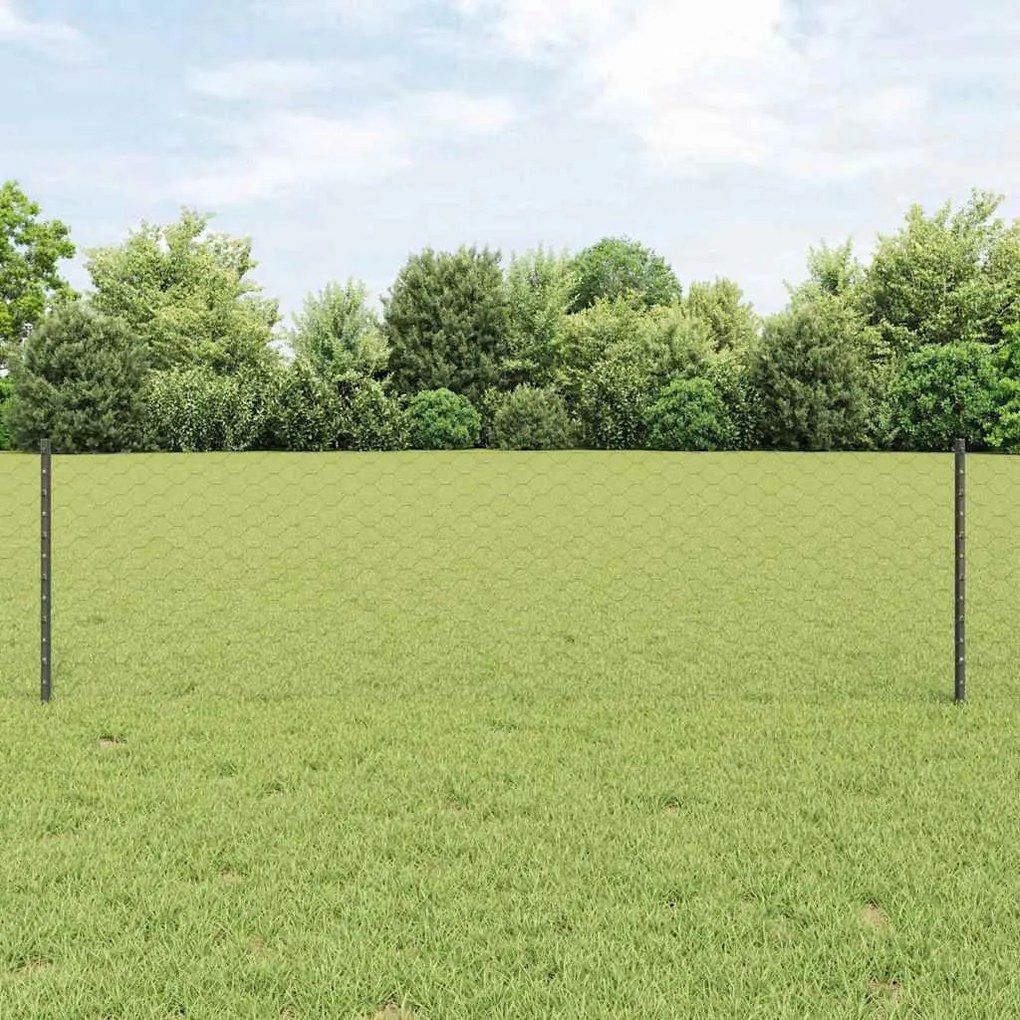 Postes de Cerca vidaXL 5 pcs U-Channel Cinzento 60 cm Aço