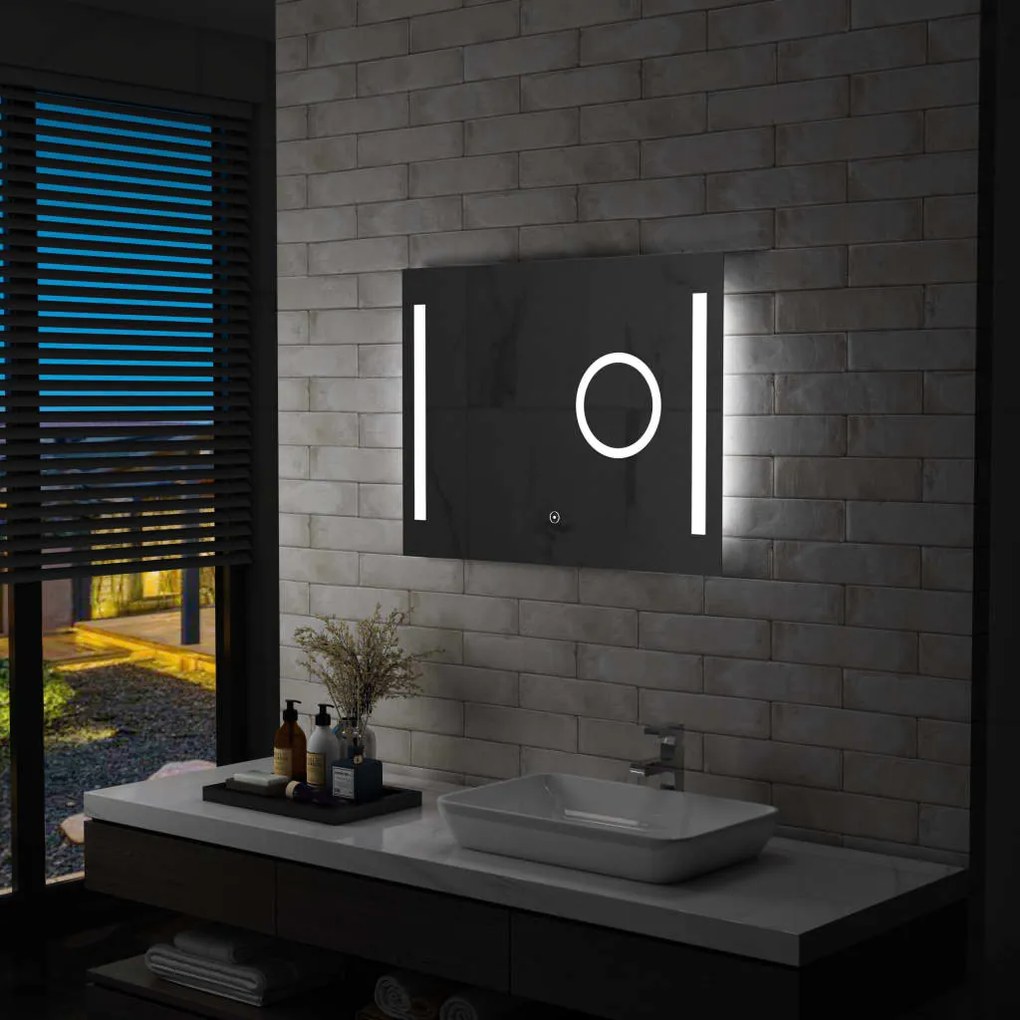 144740 vidaXL Espelho de parede LED c/ sensor tátil casa de banho 80x60 cm