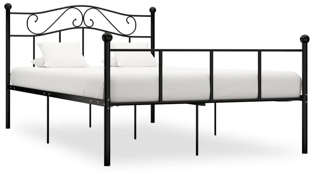 vidaXL Estrutura de cama em metal preto 160x200 cm