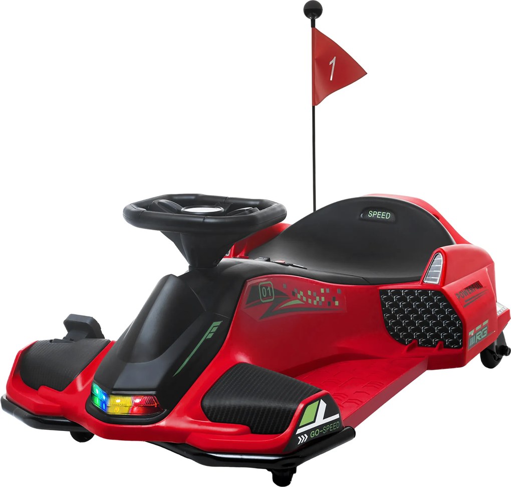 Kart Elétrico para Crianças 6 aos 10 anos, 90 x 53 x 99 cm, Modo Drift, Vermelho