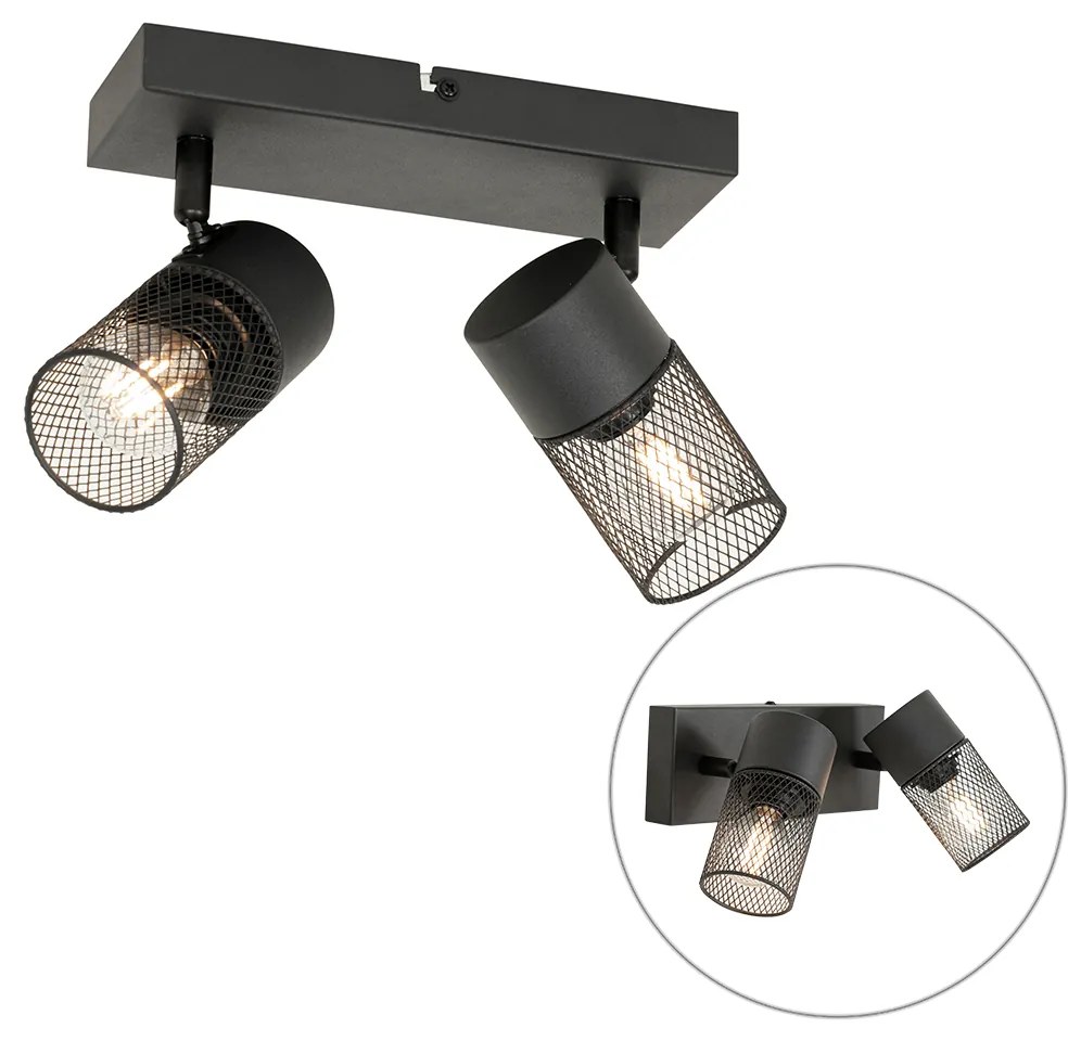 Foco industrial preto ajustável 2 luzes - Jim Industrial