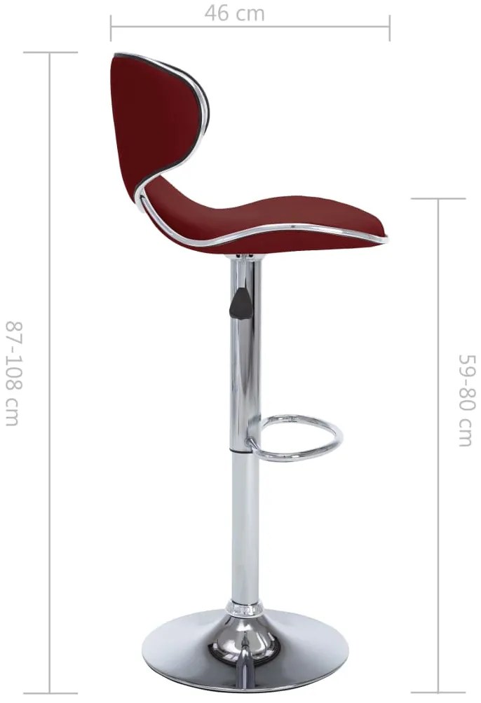 Bancos de bar 2 pcs couro artificial vermelho tinto