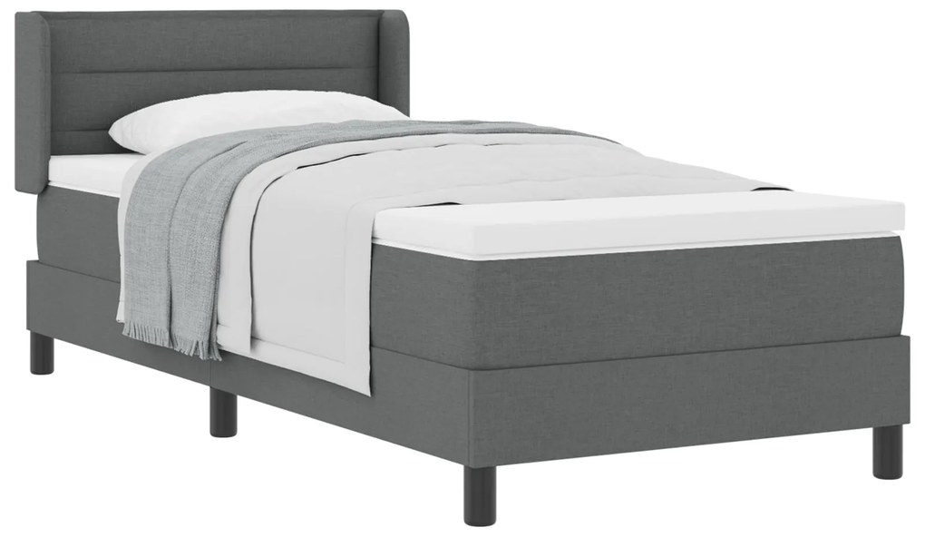 Cama Box vidaXL com Colchão Cinza Escuro 90x200 cm Tecido, Cabeceira c