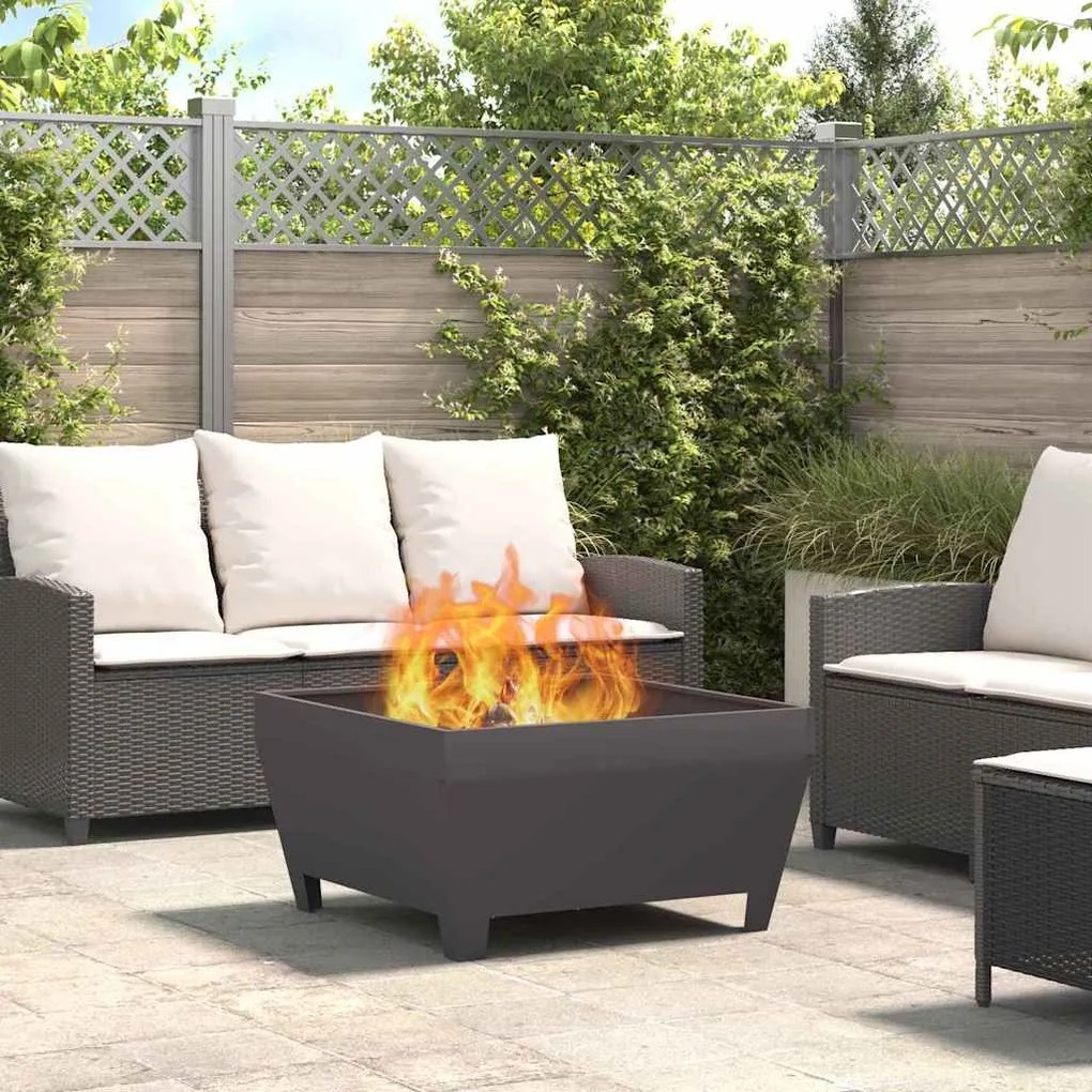 vidaXL Fire Pit Preto 80 x 80 x 43 cm Aço