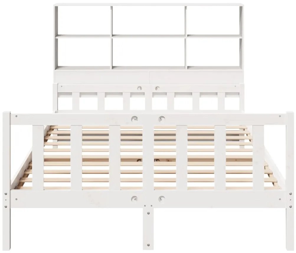 Cama com estante sem colchão 160x200 cm pinho maciço branco