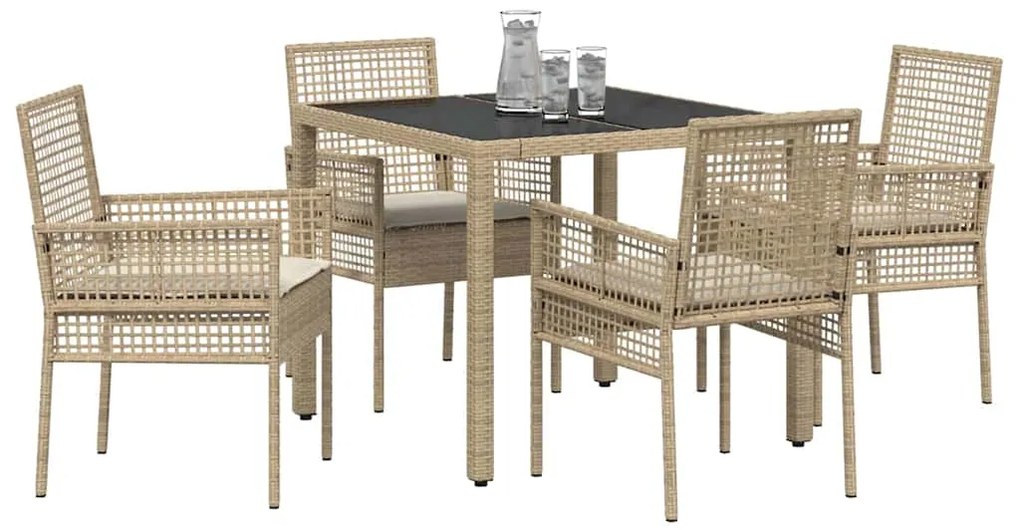 Conjunto de Jantar para Jardim 5 pcs Bege 90 x 90 x 75 cm