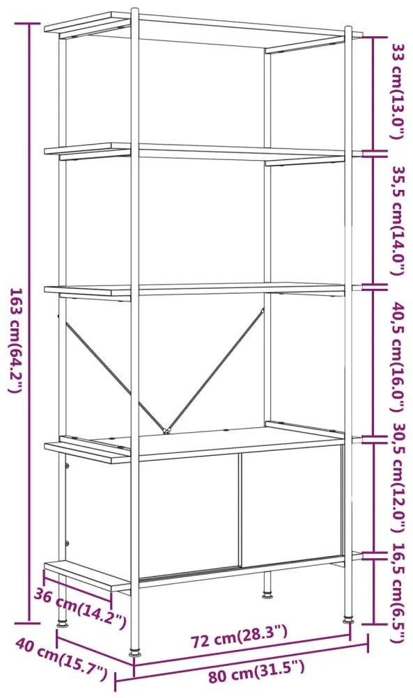 Estante Pombal de 163 cm - Castanho Claro - Design Retro