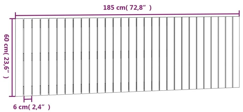 Cabeceira de parede 185x3x60 cm pinho maciço castanho-mel