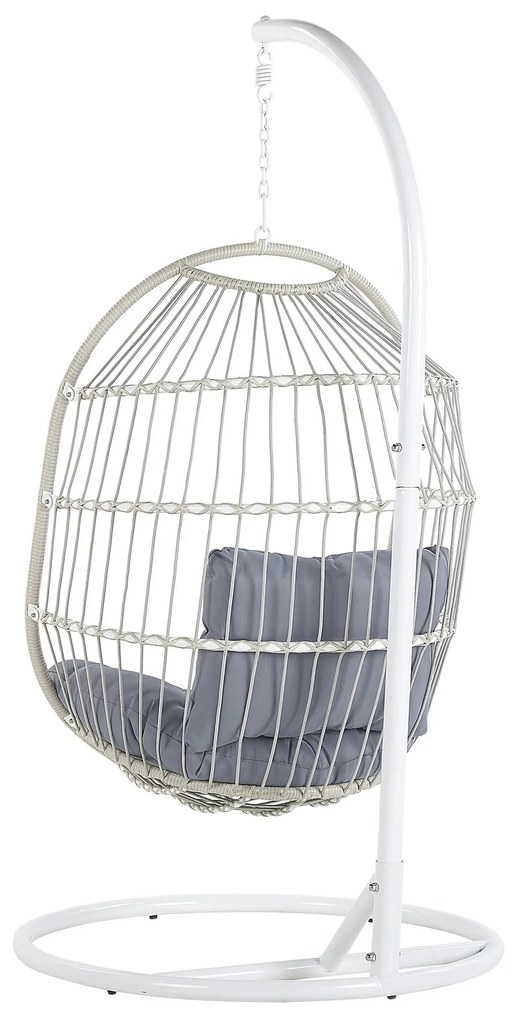 Cadeira suspensa em rattan branco com suporte ALBA Beliani