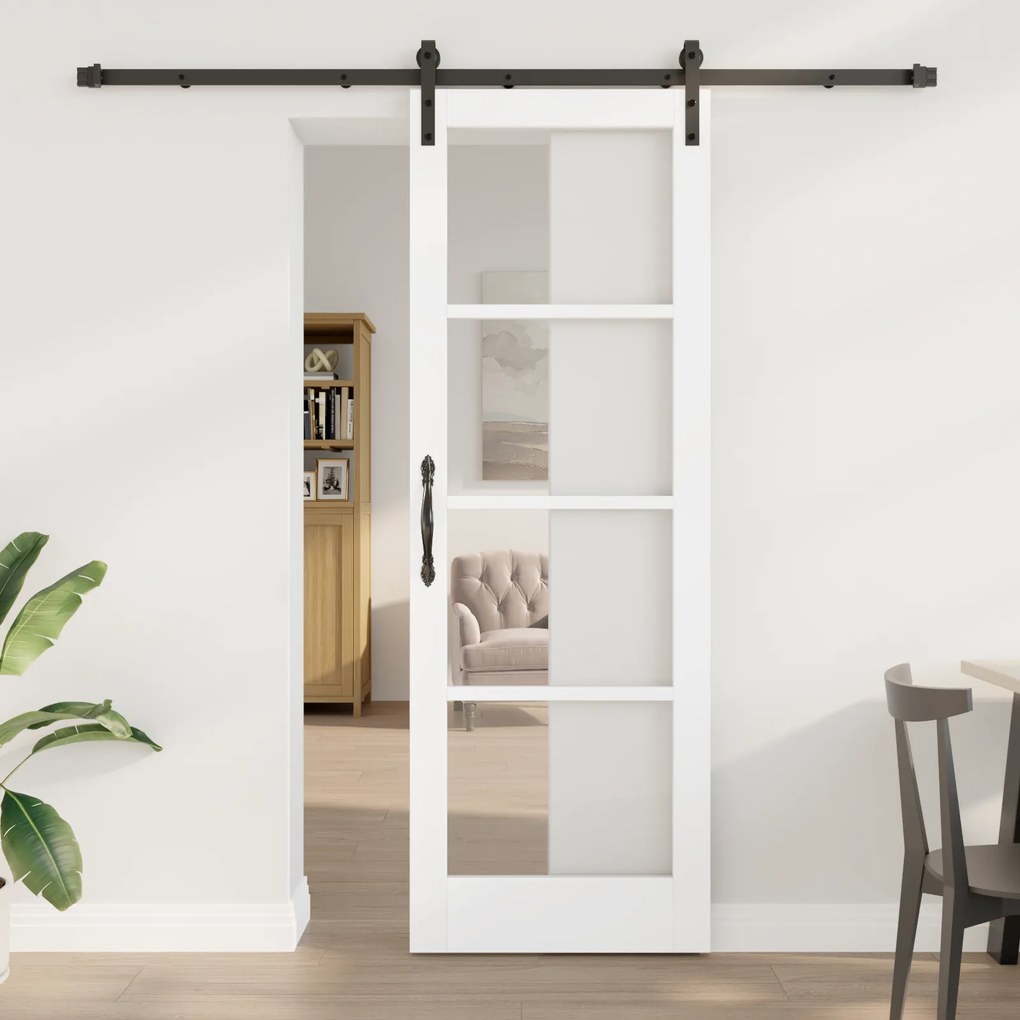 Porta de Correr com Conjunto de Ferragens 'ORKDAL'Branca 73.5x211 cm