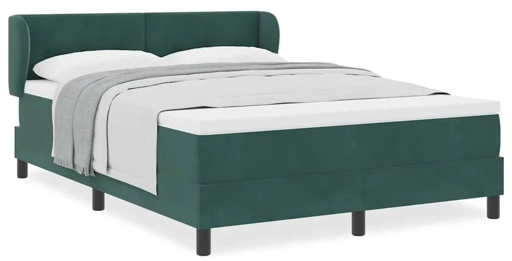 Cama Box Spring com Colchão Verde Escuro 140x200 cm Veludo
