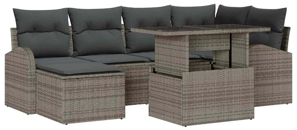 Conjunto de Sofás de Jardim com 7 Peças e Almofadas em Rattan Sintétic