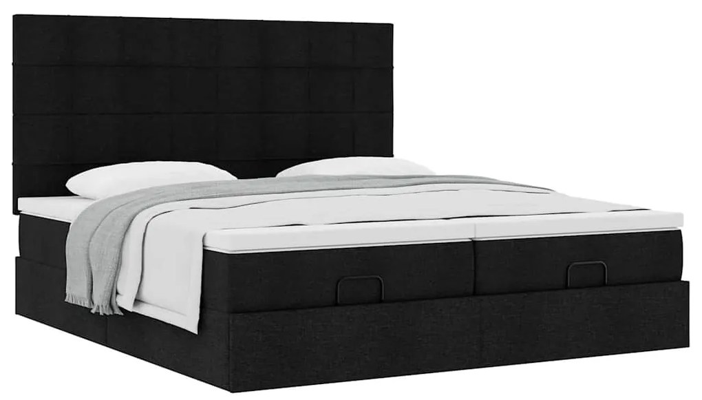 63 / 5,000vidaXL Estrutura de cama otomana com colchões tecido preto