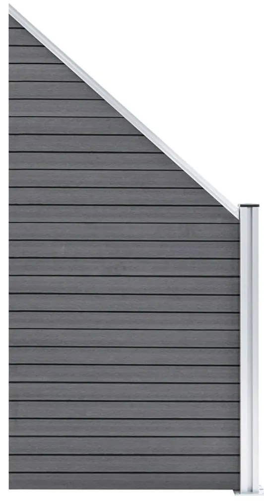 Painel vedação WPC 4 quadrados + 1 inclinado 792x186cm cinzento