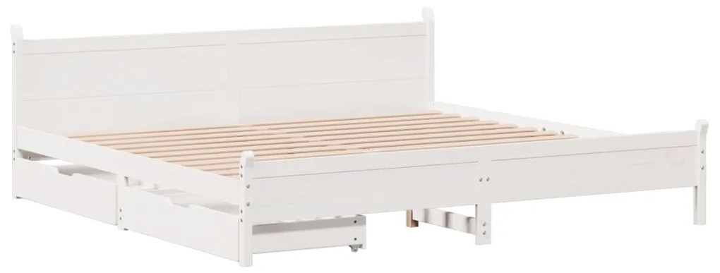 Cama sem colchão 180x200 cm madeira de pinho maciça branco