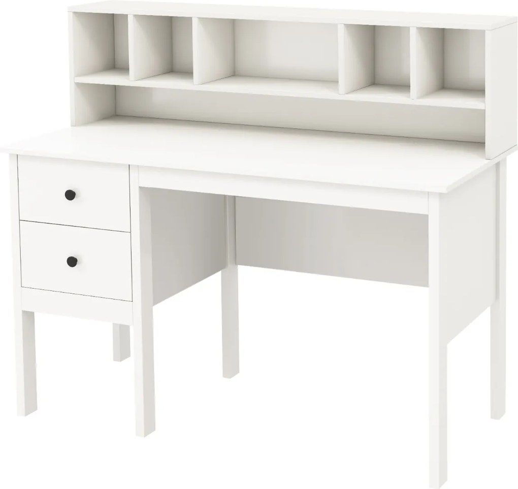 Secretária com 2 gavetas e estante com 5 cubículos 120 x 60 x 110 cm Branca