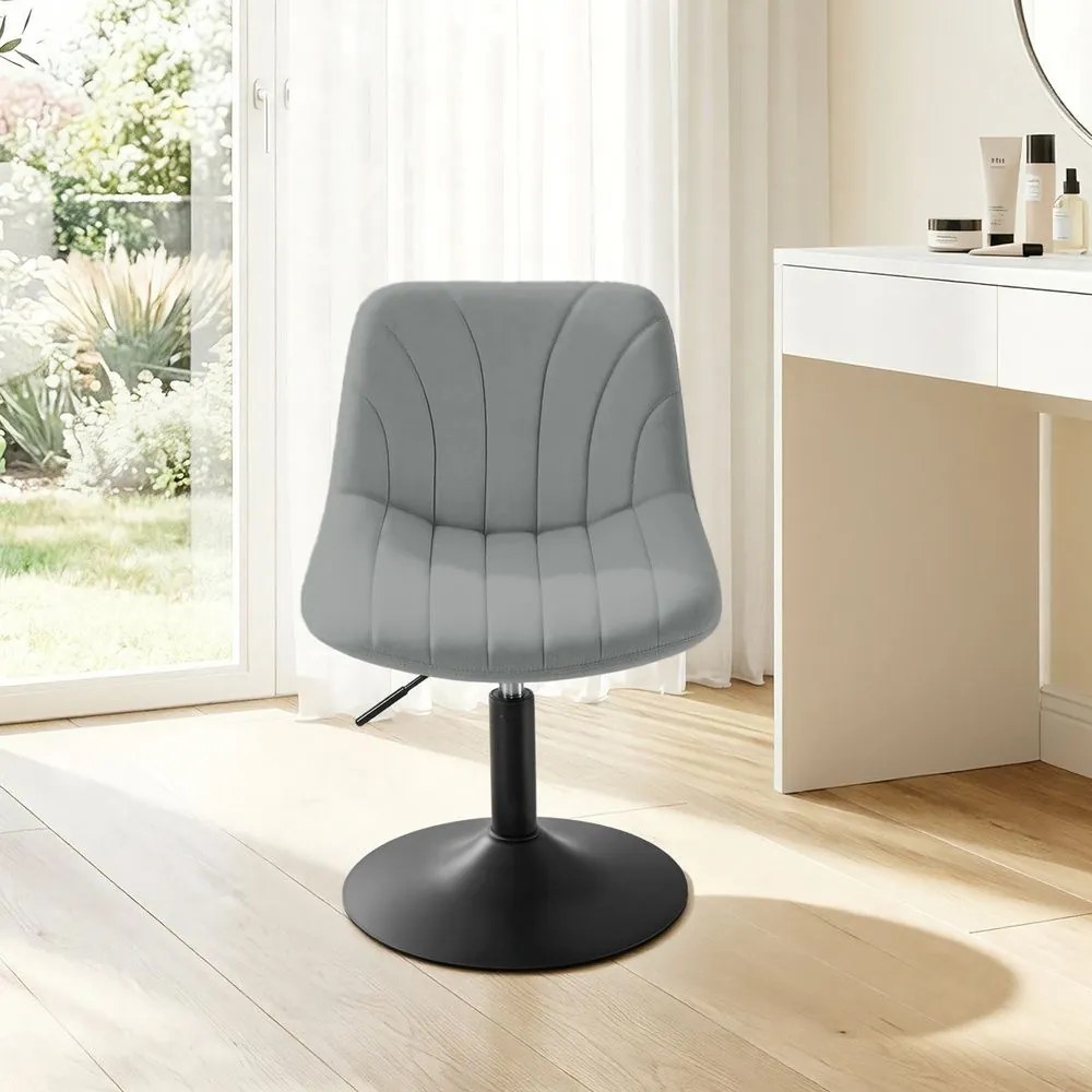 Banco para toucador com altura ajustavel 46,5 x 43 x (65,5-77,5) em veludo Cinzento