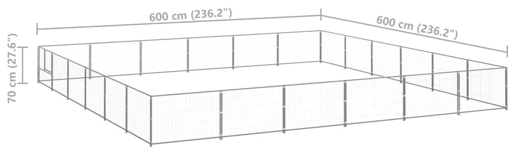 Canil para cães 36 m² aço prateado
