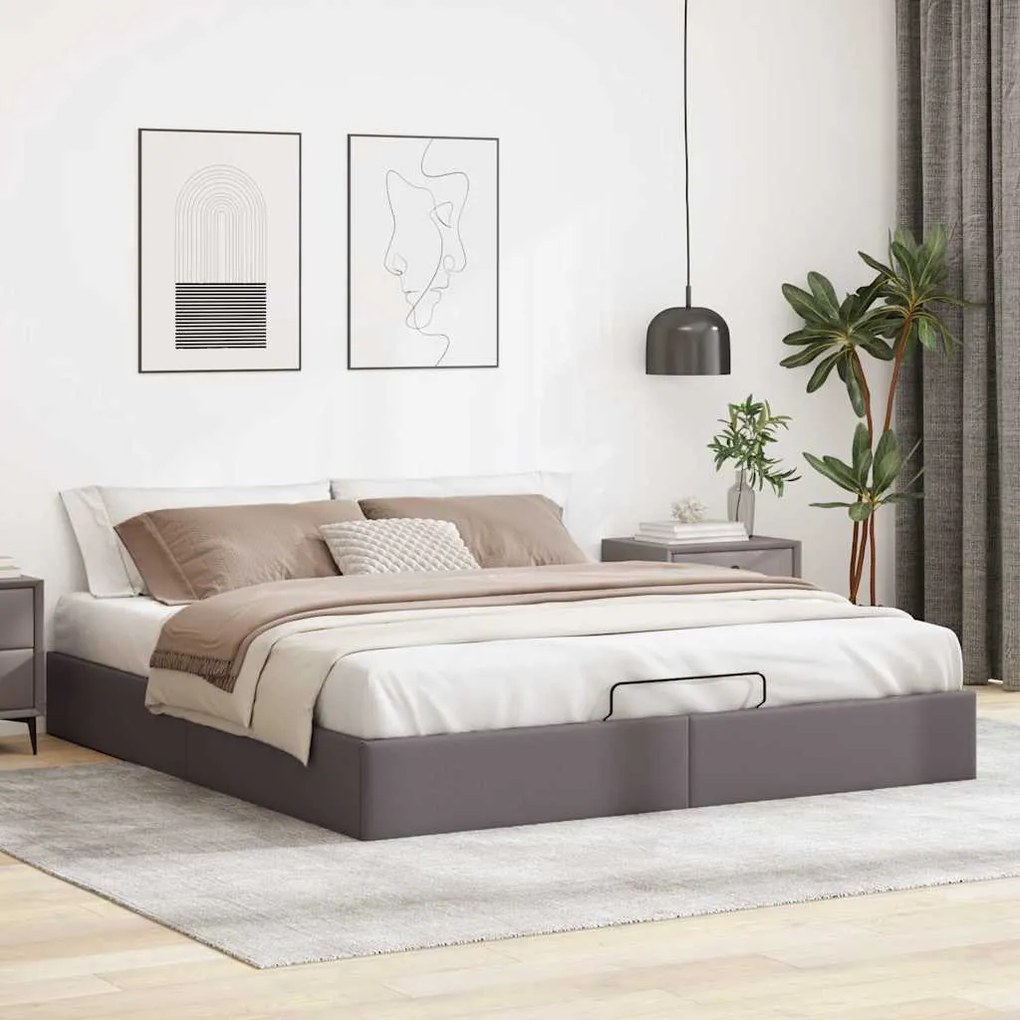 Estrutura de cama otomana sem colchão 180x200 cm cinzento