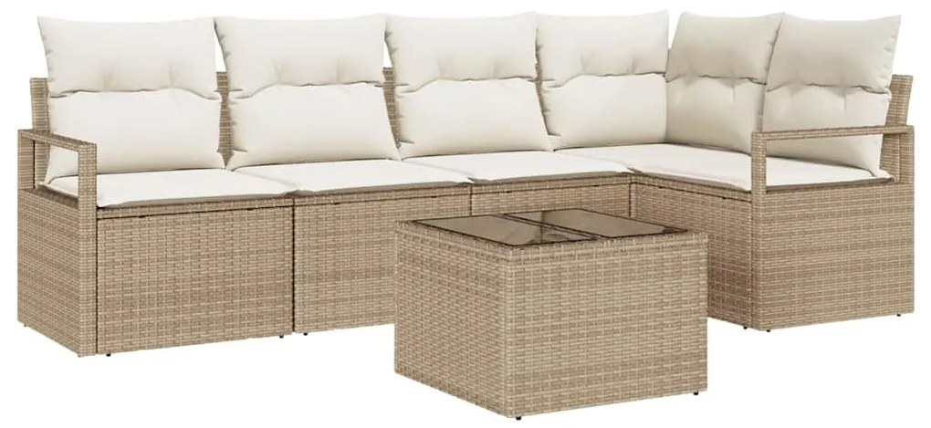 Conjunto de Sofá de Jardim 6 Peças com Almofadas em Rattan Sintético M