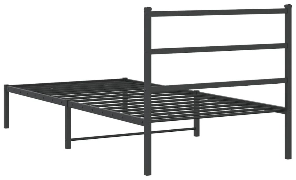 Estrutura de cama com cabeceira 100x190 cm metal preto