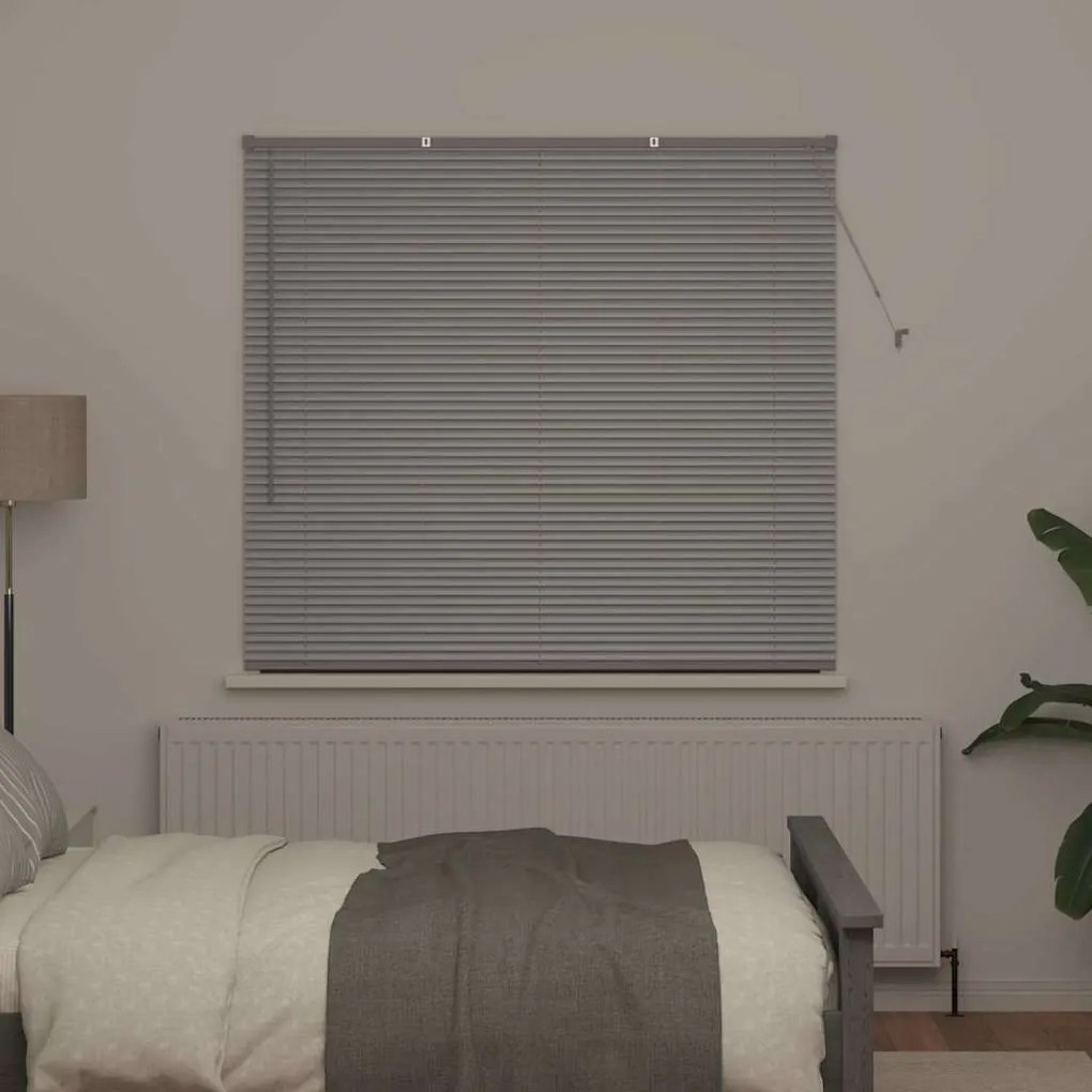 Persiana de Janela com cortinas Manual Prata 80 x 130 cm Alumínio