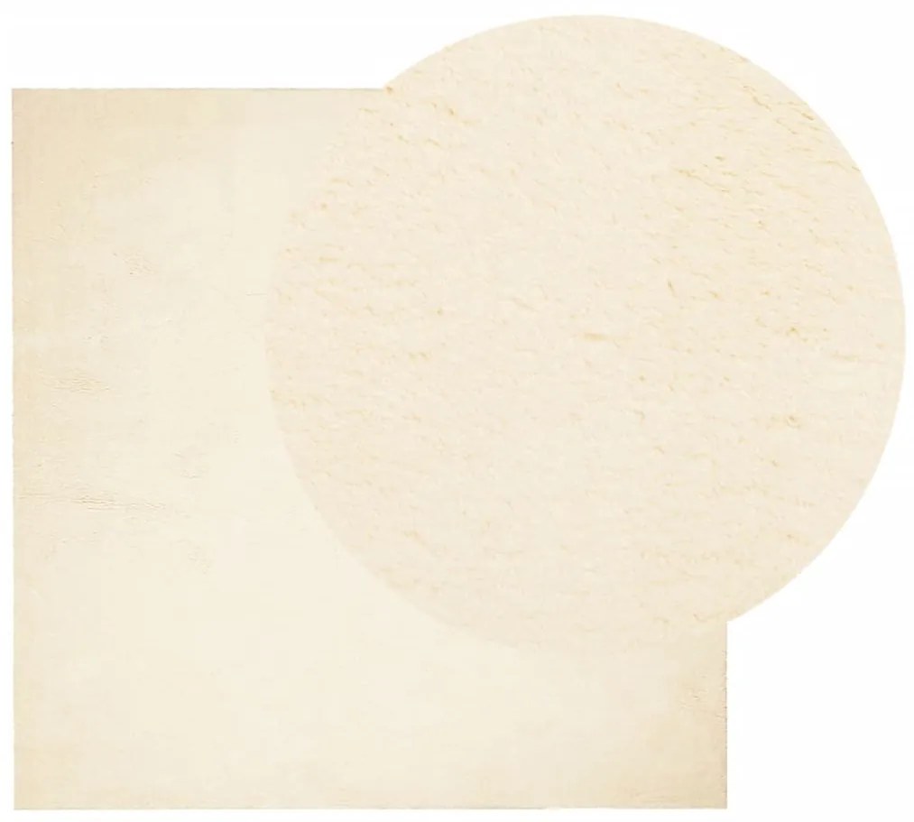 Tapete pelo curto macio e lavável HUARTE 160x160 cm cor creme